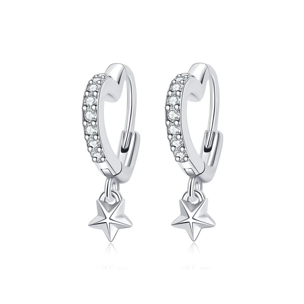 925 Sterling Silver Stud & Hoop Earrings Set