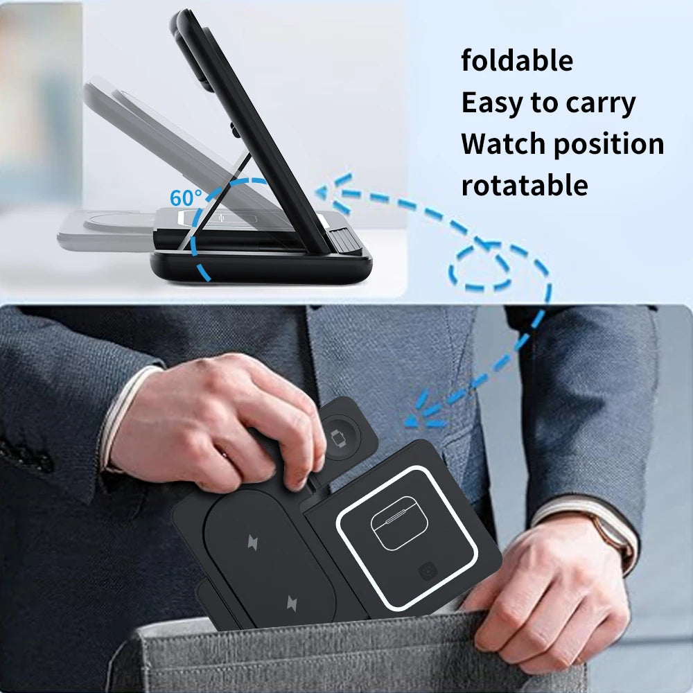 3 in 1 Foldable Wireless Charger Stand with Night Light