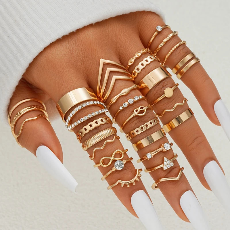 Vintage Gold Rings Set – 58PCS