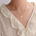 Retro Embossed Tulip Pendant Necklace – Stainless Steel
