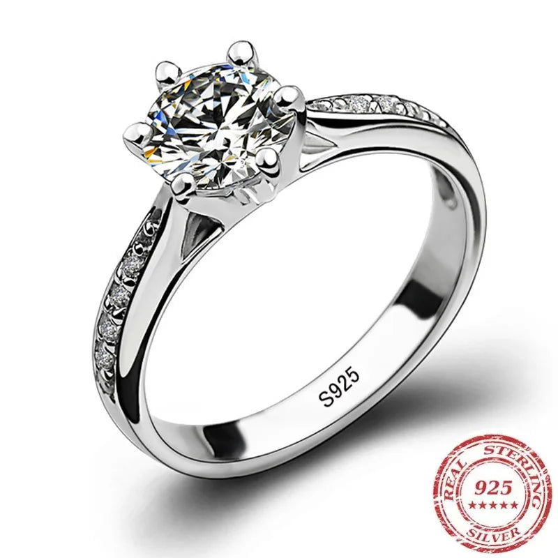 Luxury 925 Sterling Silver Ring with Elegant Diamond Design