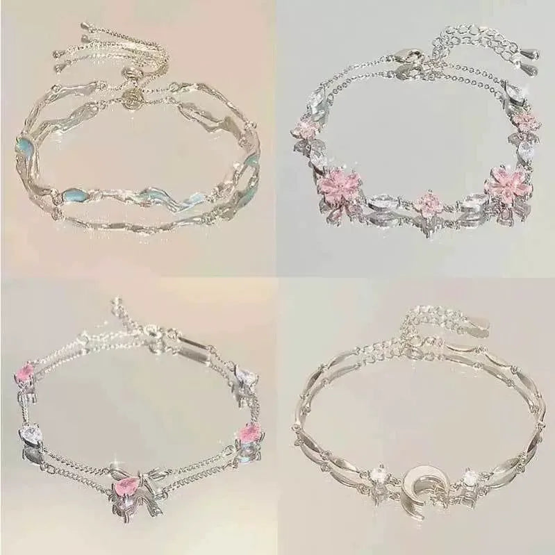 Cherry Blossom Bow Zircon Bracelet