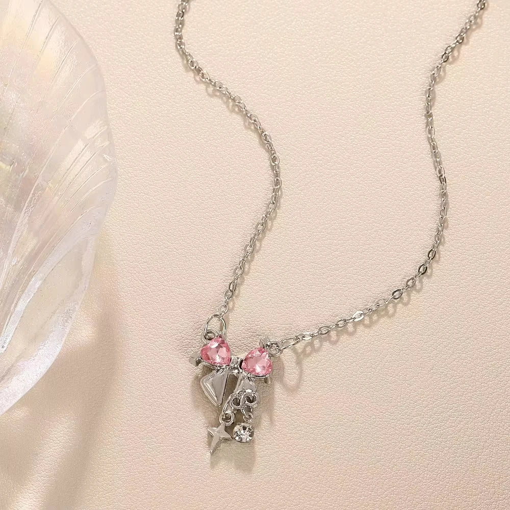 Sweet Pink Bow Necklace