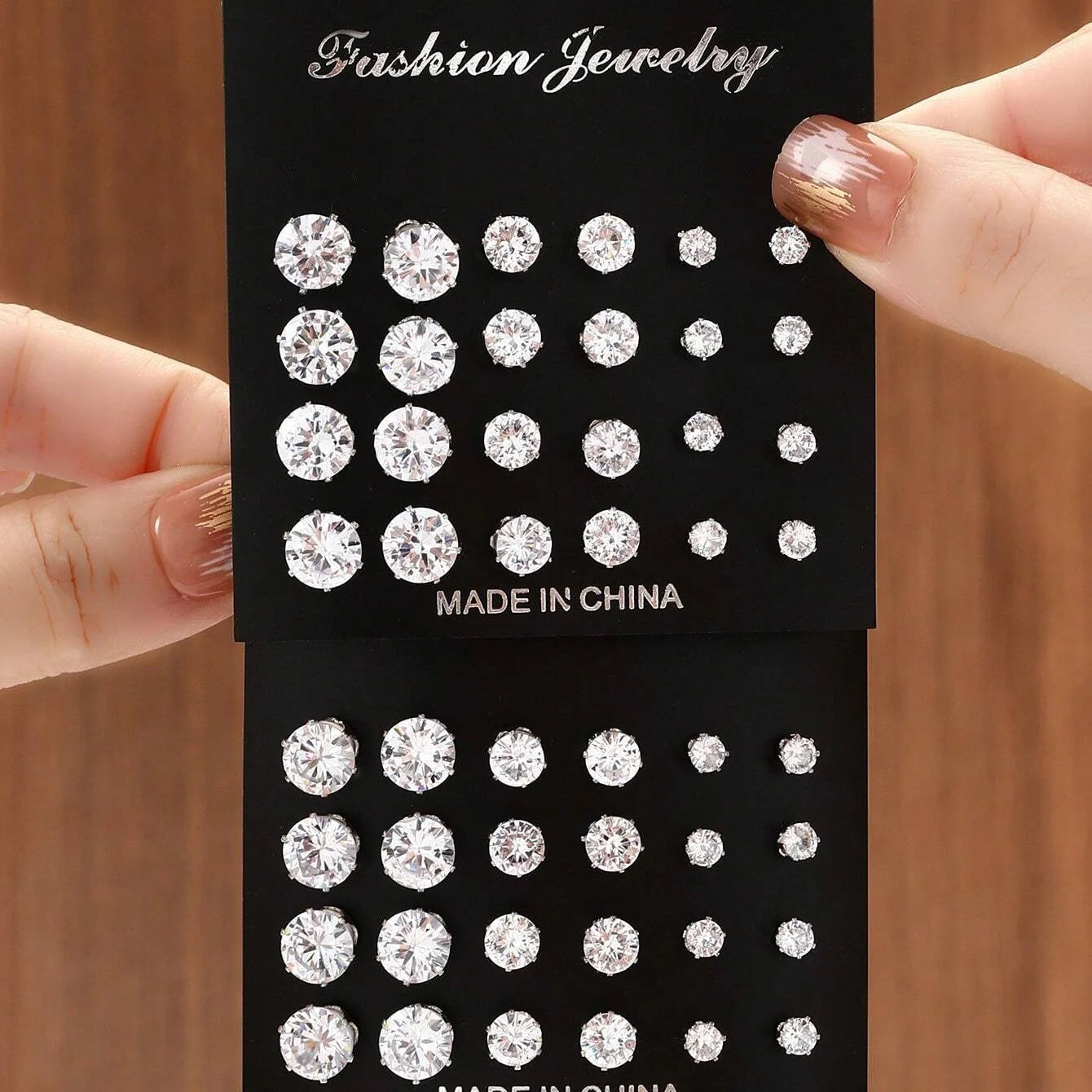 12 Pairs Zircon Zirconia Stud Earrings Set
