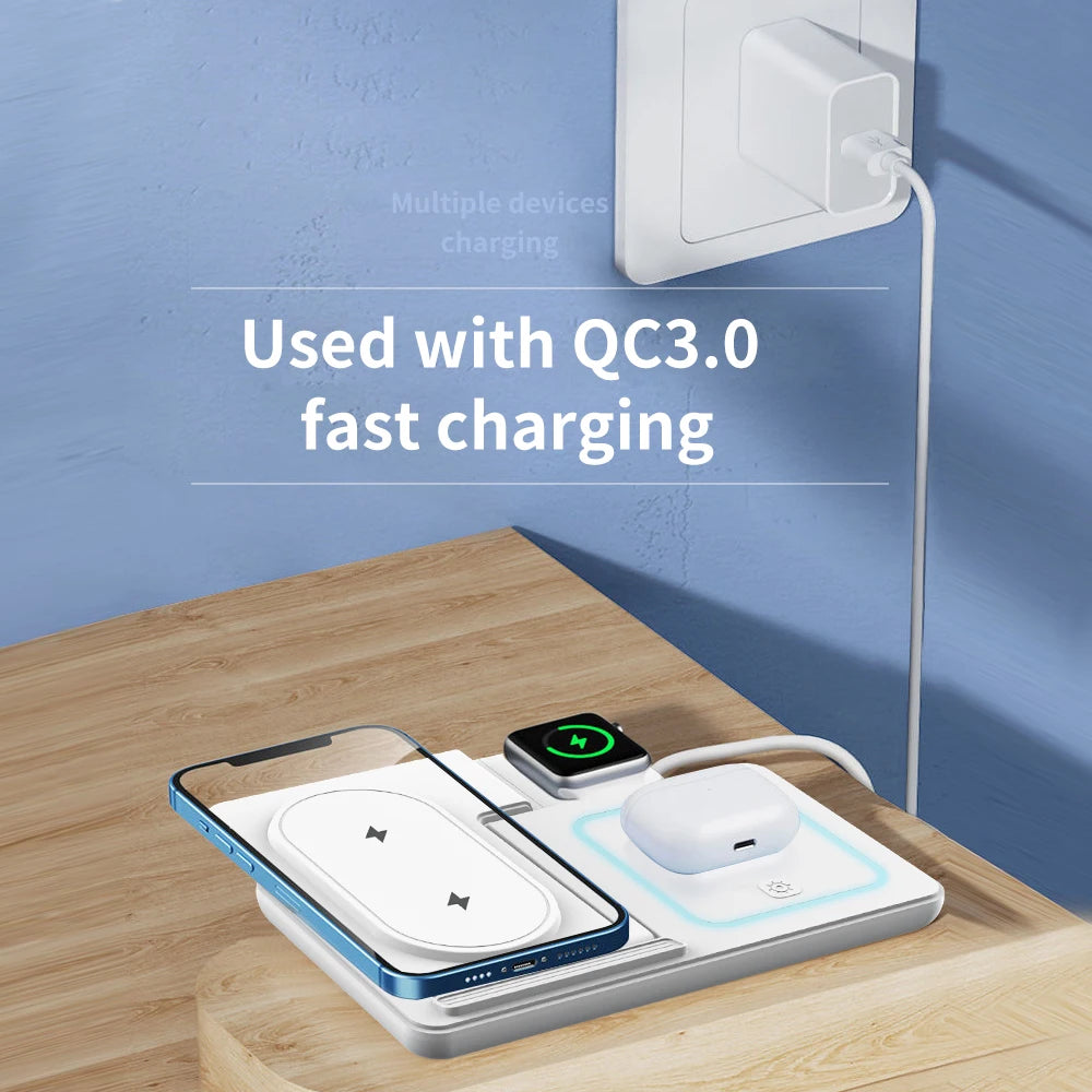 3 in 1 Foldable Wireless Charger Stand with Night Light